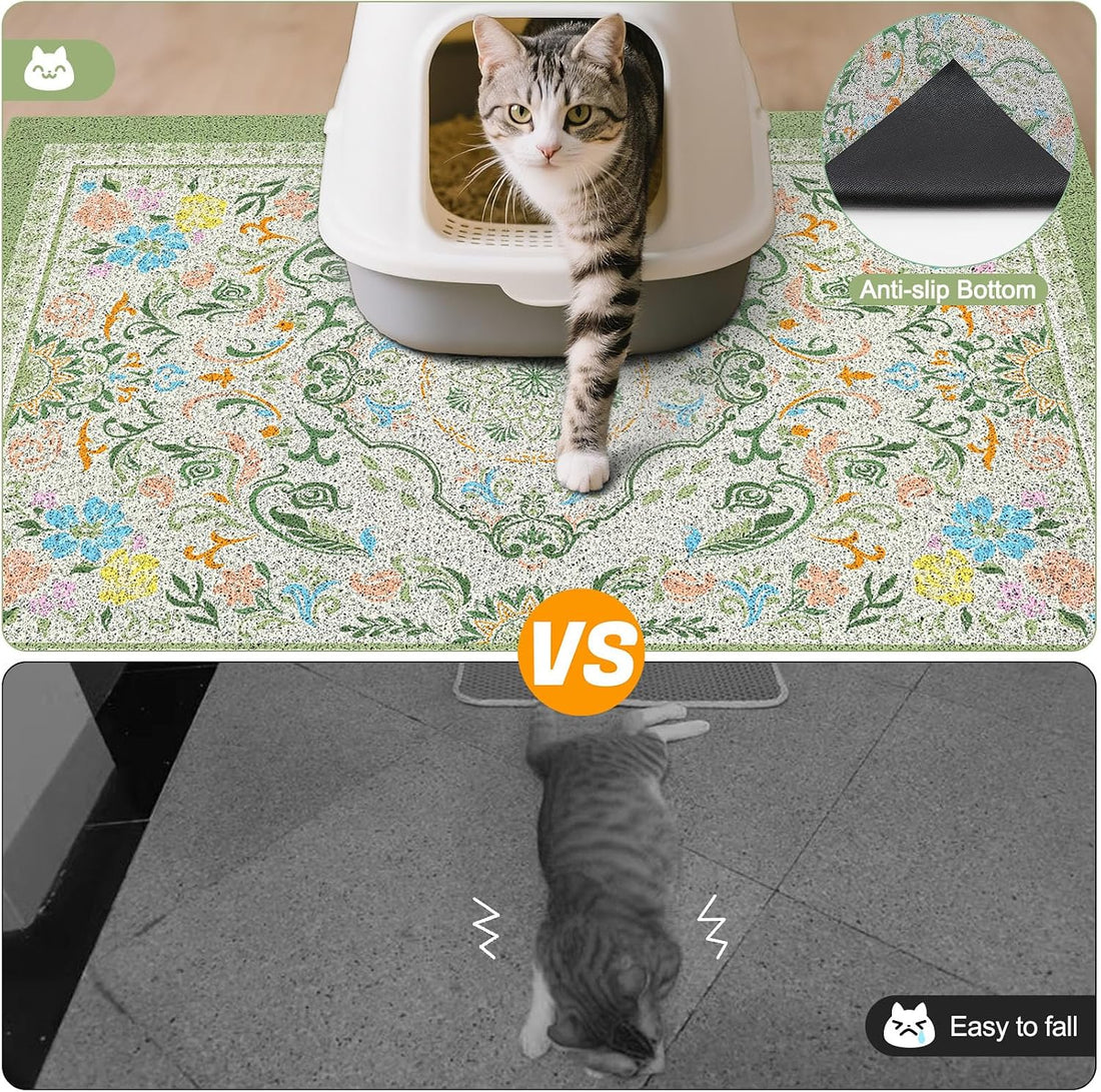 Glittme Cat Litter Mat with Non-Slip Bottom Litter Box Mat 33"X22"
