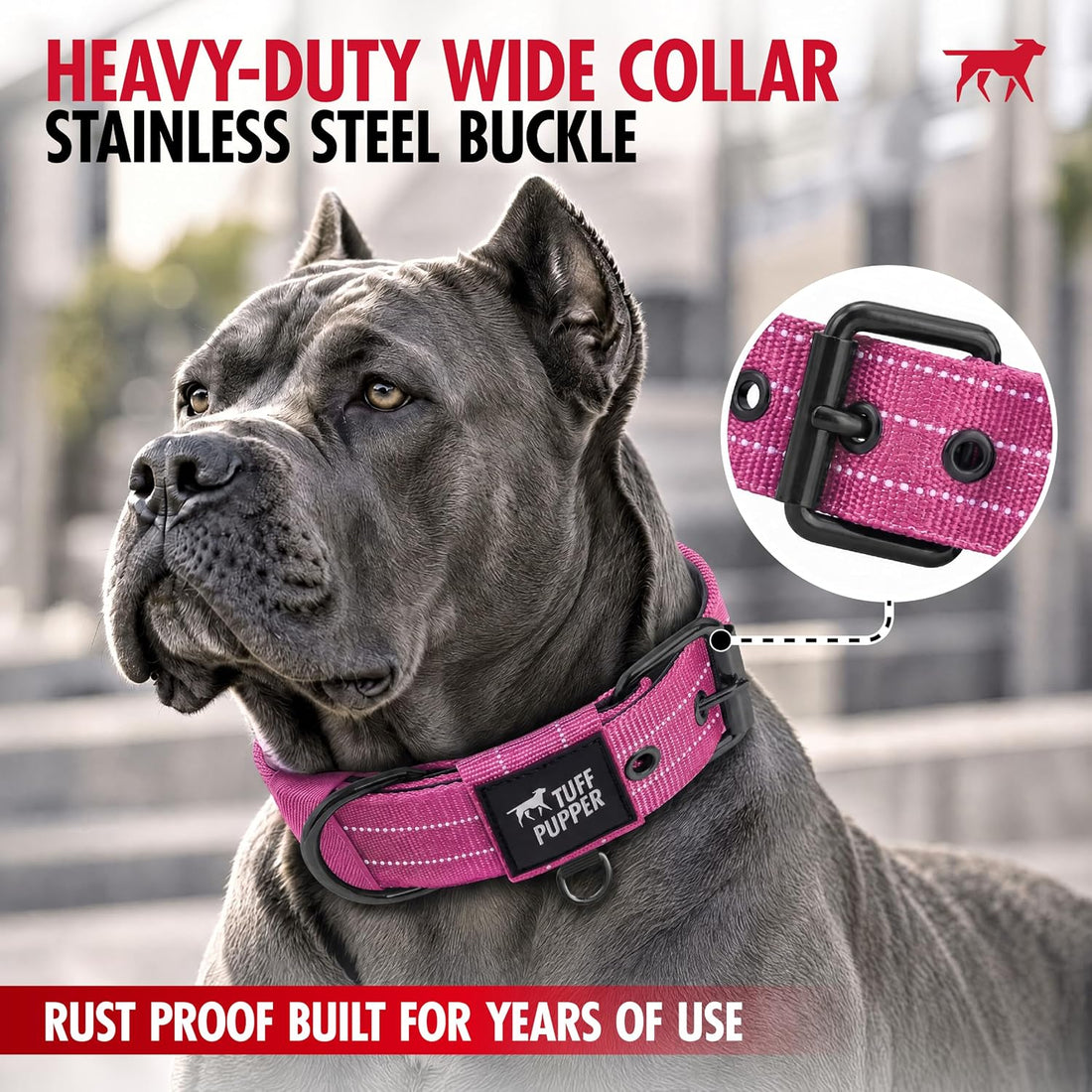 Tuff Pupper Heavy Duty Tactical Dog Collar | 1.5" Wide Ballistic Nylon