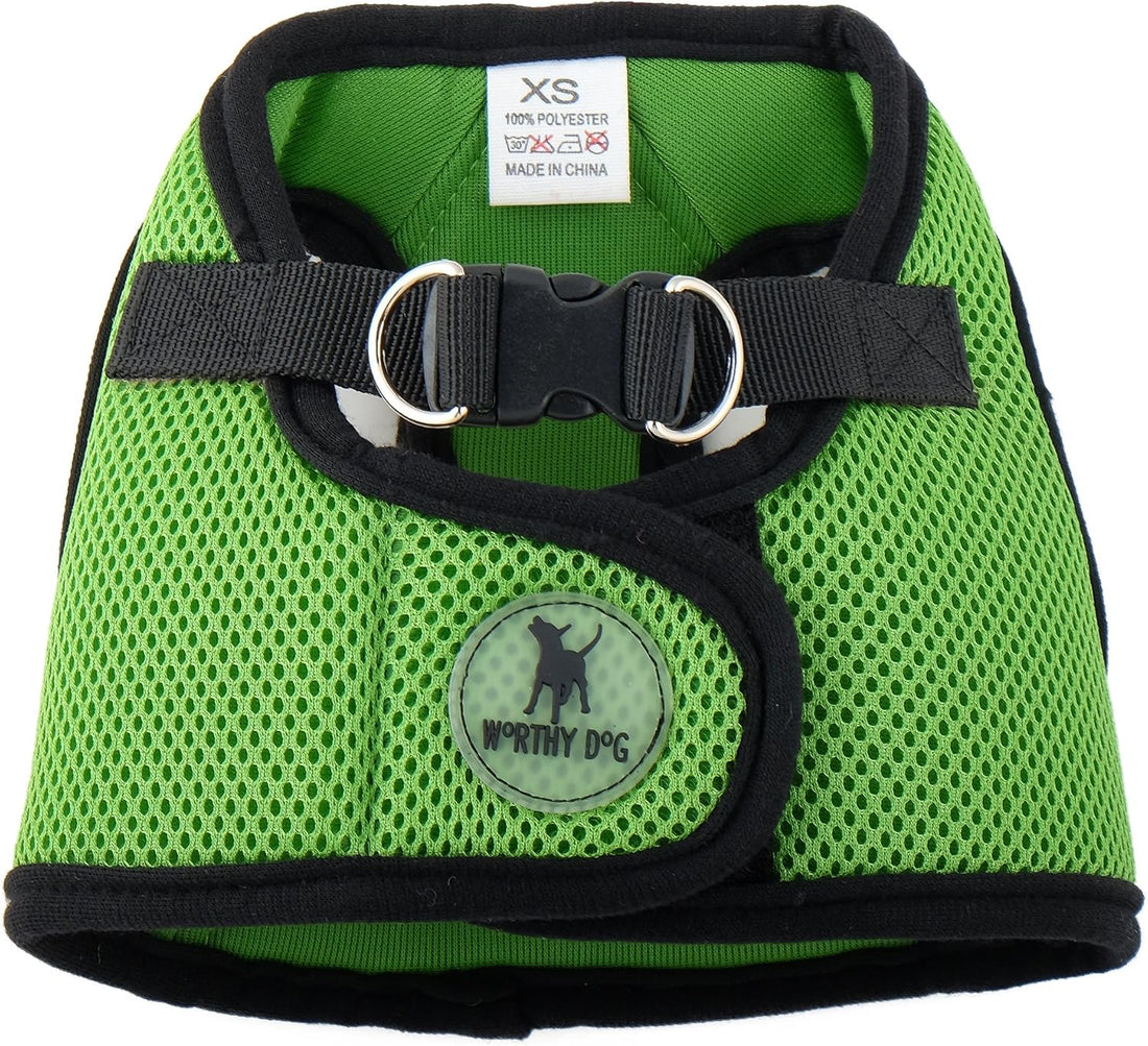 THE WORTHY DOG Easy Step-in Mesh Harness for Medium Dogs, Black