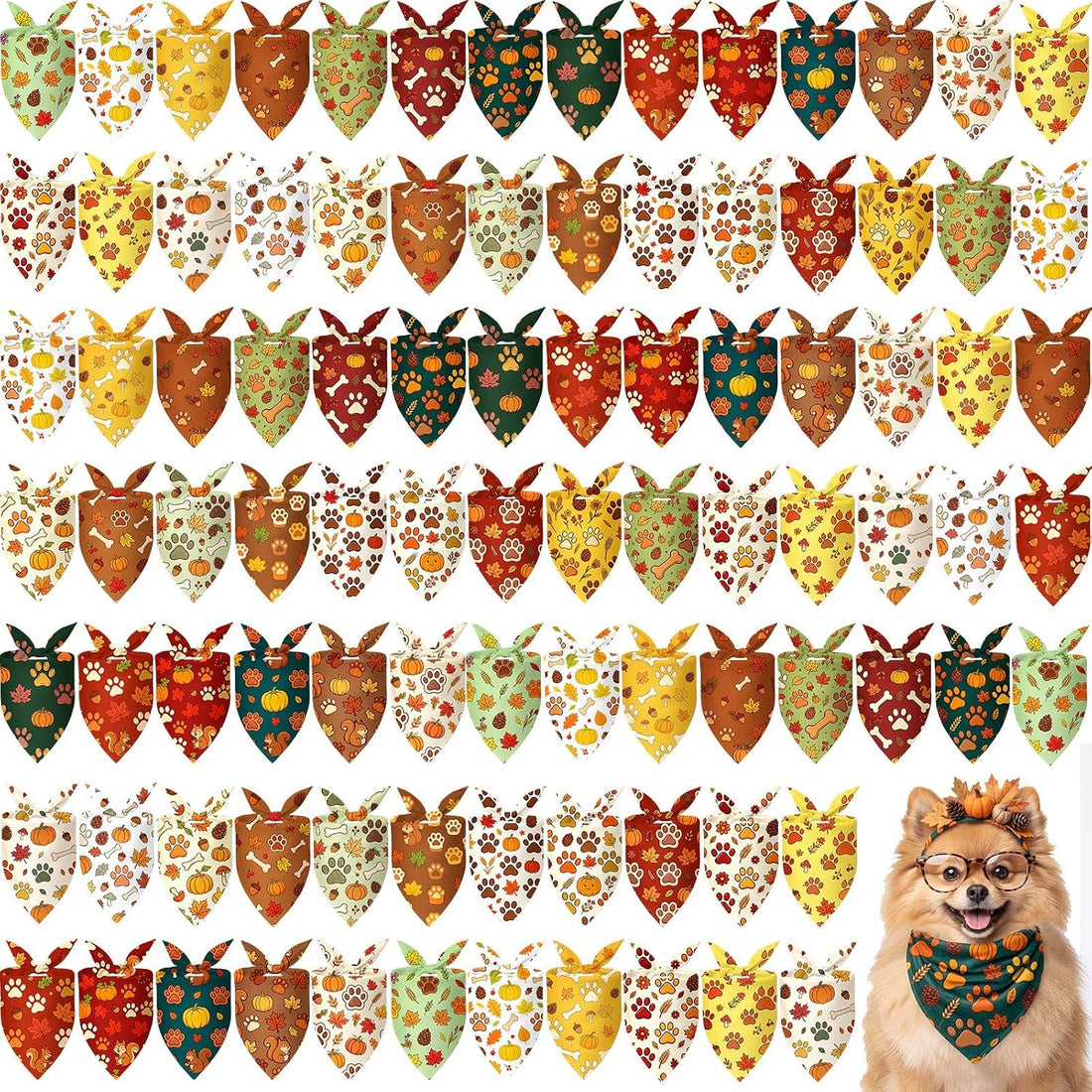 Preboun 100 Pcs Halloween Dog Bandanas Bulk