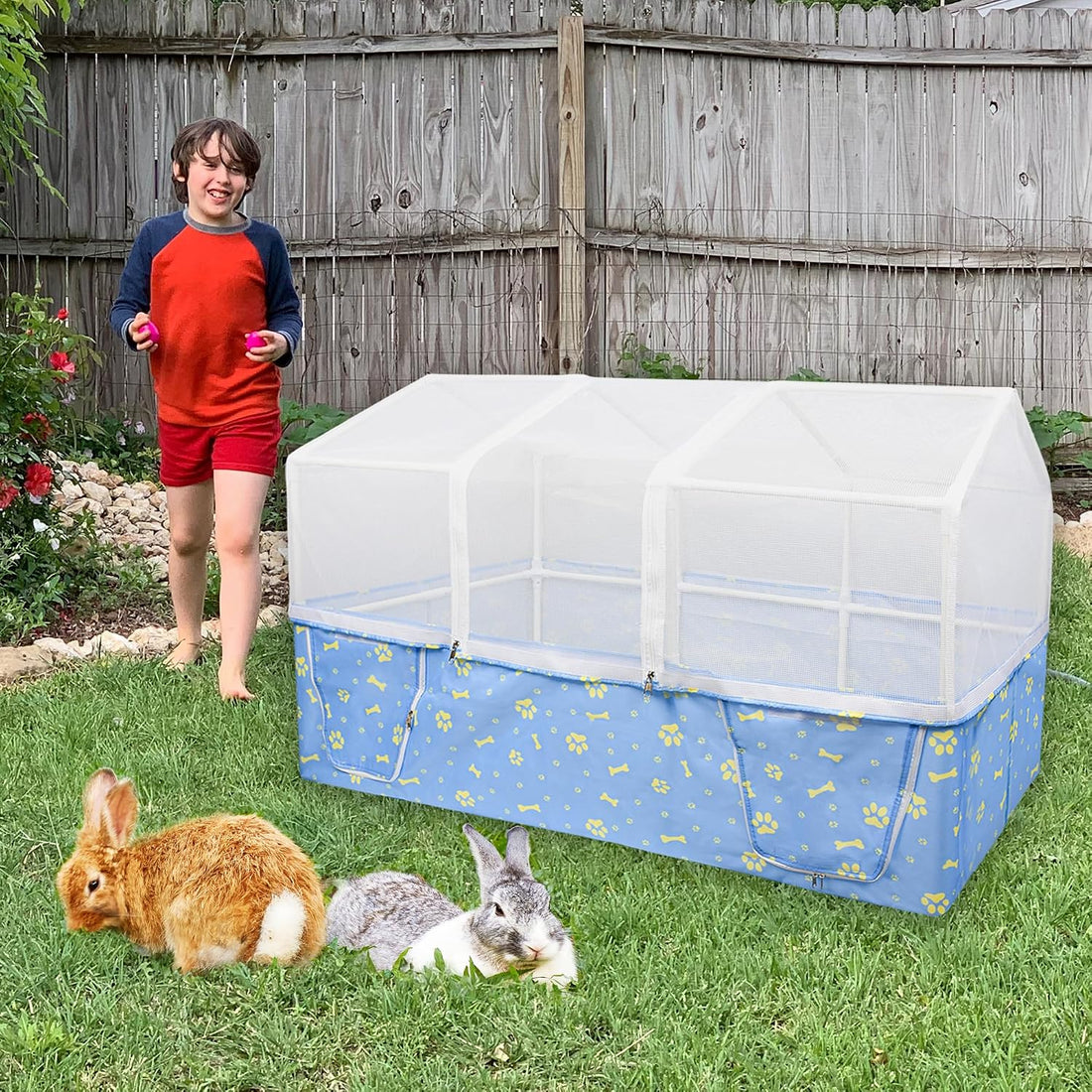 Rabbit Cage, 48" x 24" Large Pet Playpen Enclosure for Small Animal