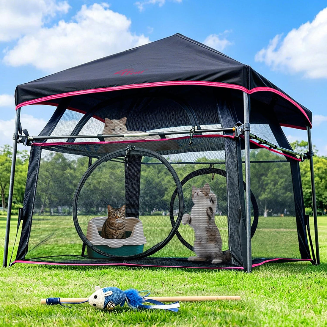 Extra Large Catio Outdoor Cat Enclosure 2-Tier Cat Tent for Patio