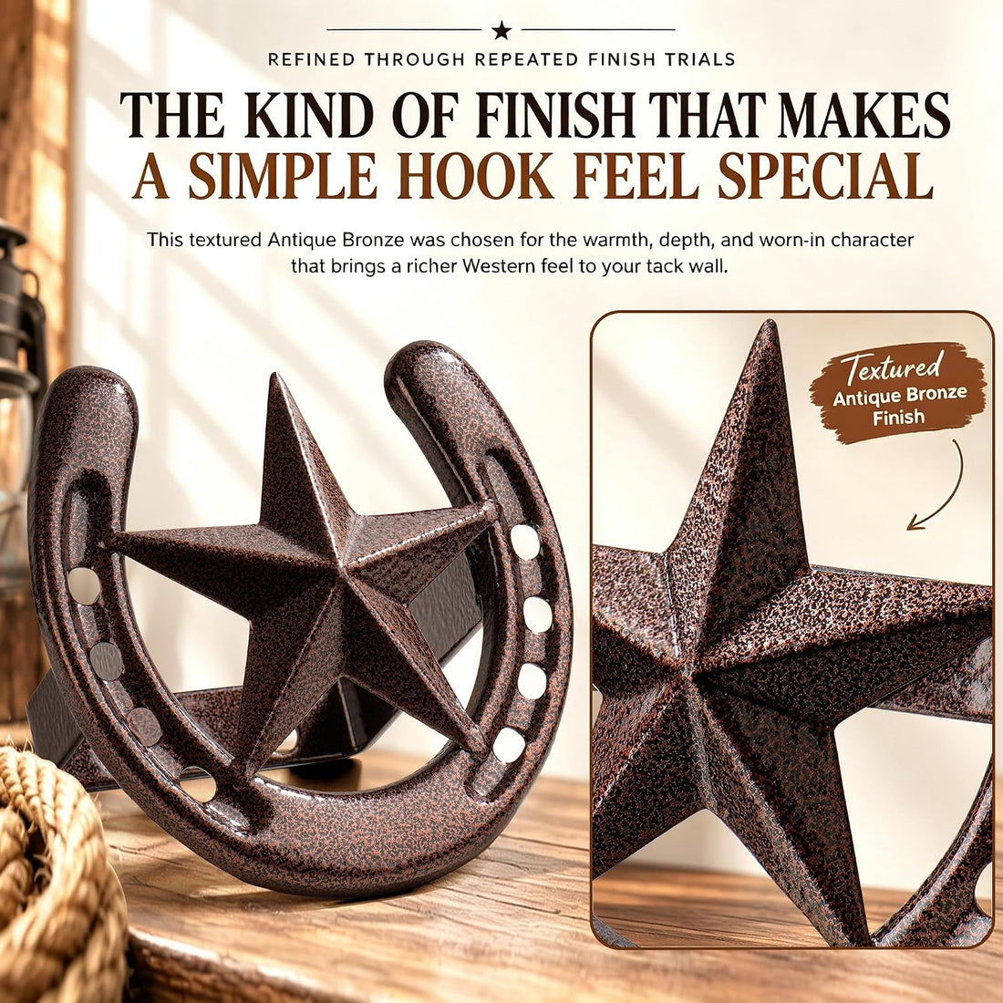 Horseshoe Bridle Hooks, 2 Pack Cast Iron Tack Hooks for Bridles