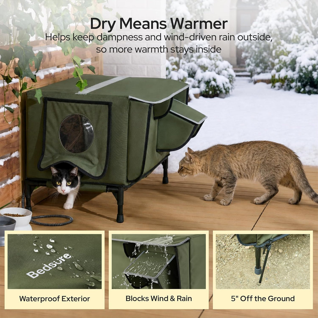 Bedsure ReflexHeat™ Heated Feral Weatherproof Outdoor Cat House