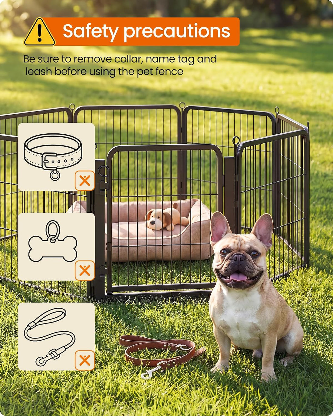 Feandrea 8-Panel Dog Playpen, 67 x 67 x 40 Inch