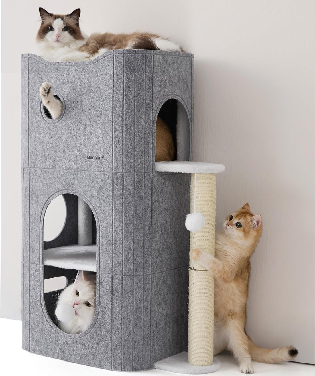 Bedsure 3-Level Cat Tree for Indoor Cats with Scratching Post