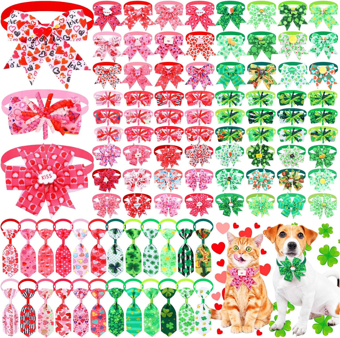 Huhumy 100 Pcs Christmas Dog Bow Ties Small Medium Pet Collar