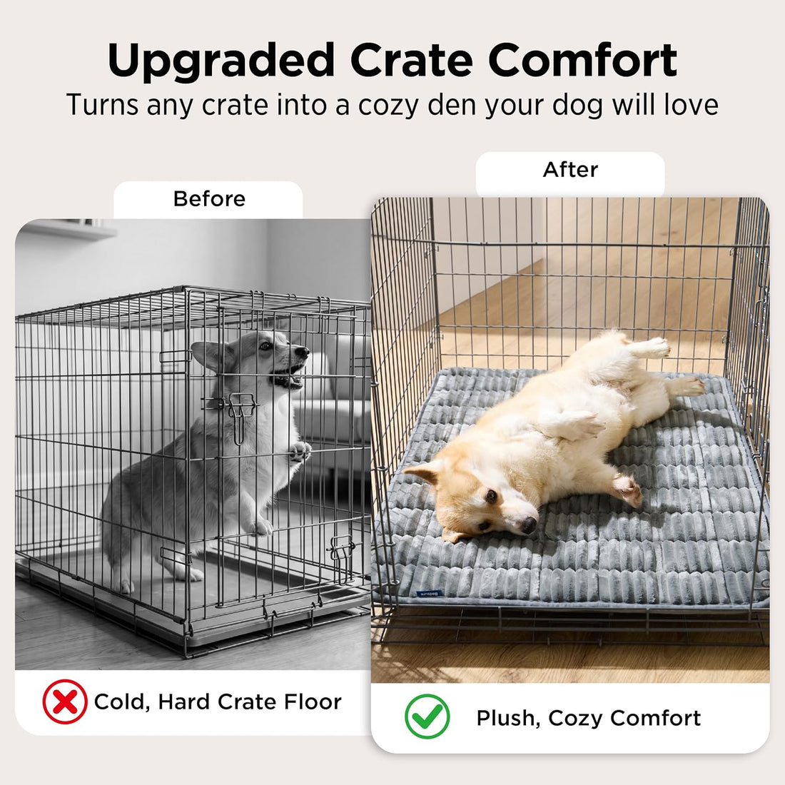 Bedsure ComfyFleece® Washable Dog Crate Pad,Soft Thin Medium Pet
