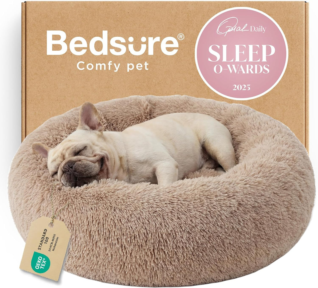 Bedsure Calming Dog Bed Medium Size Dog Donut Washable Pet Bed,30ins