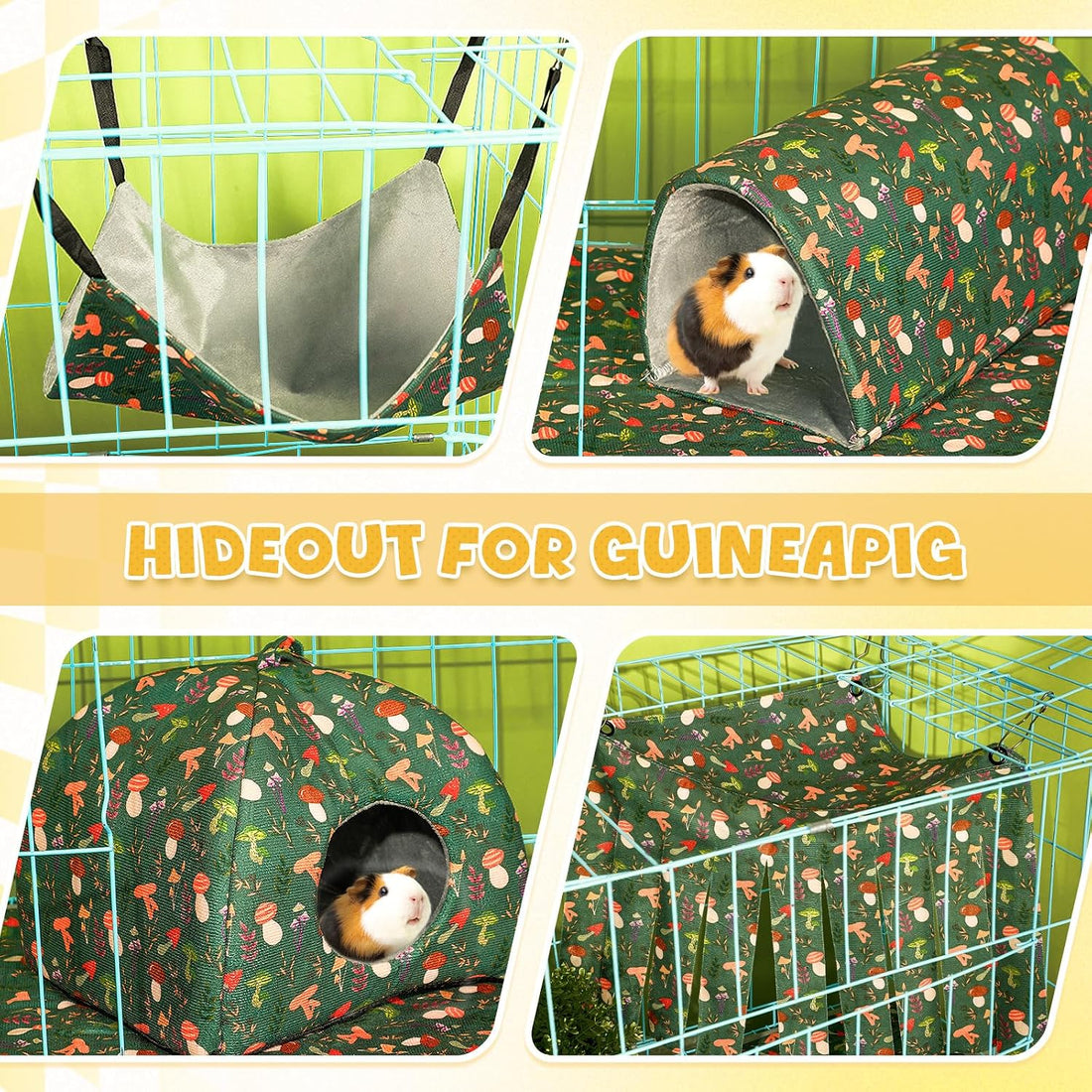 Geelin 8 Pack Rat Hammock Ferret Tunnel Guinea Pig House Hideout Cave