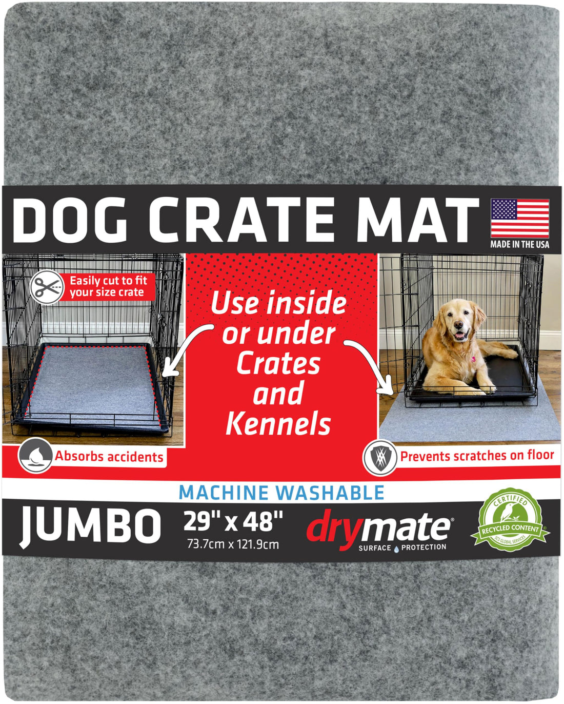 Drymate Dog Crate Mat Liner, Absorbent, Waterproof, Non-Slip