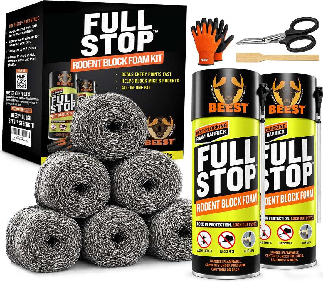 BEEST FullStop Rodent Spray Foam Barrier Kit w/Steel Wool