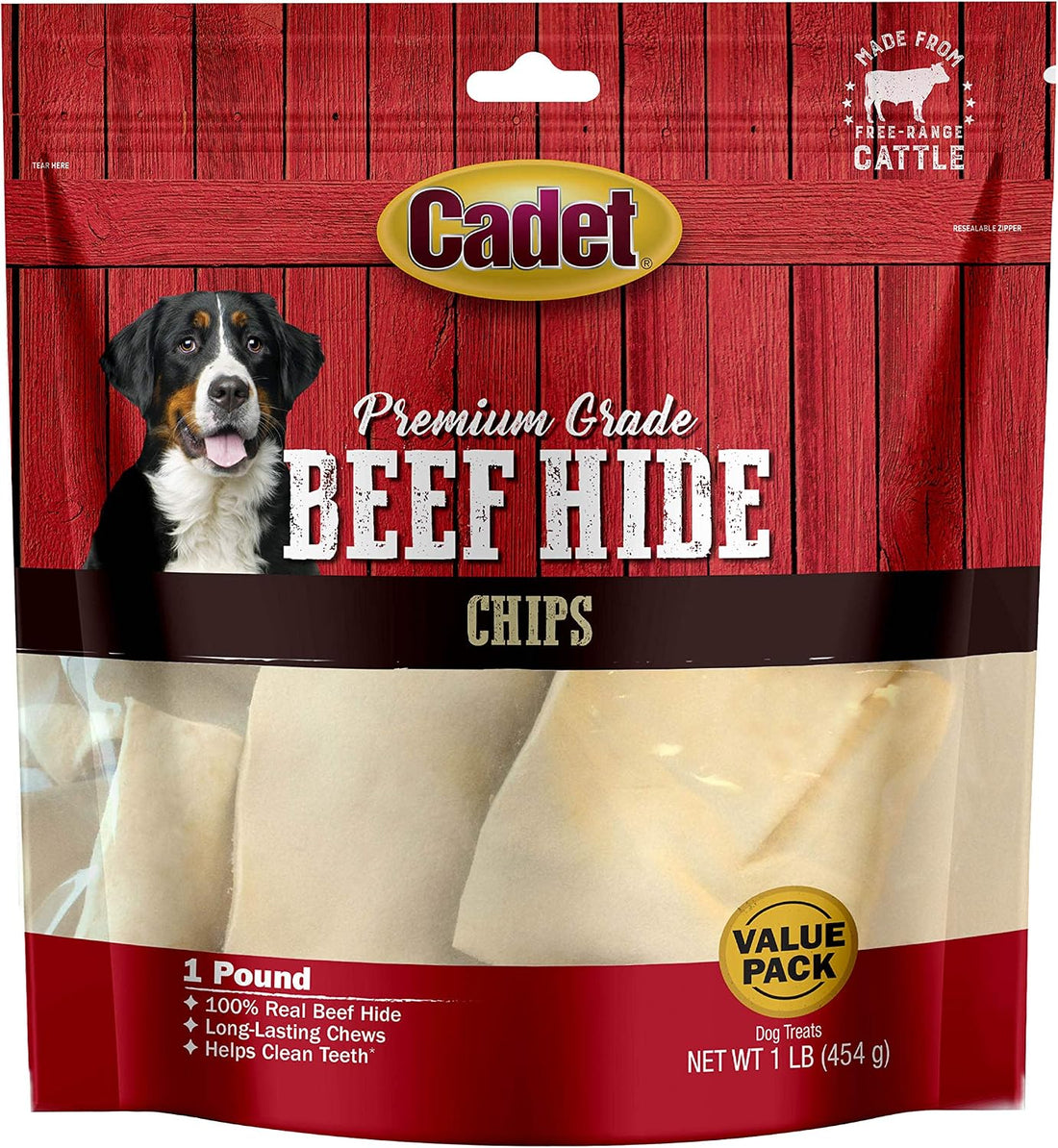 Cadet Premium Grade Beef Hide Chips Dog Chews, 1 lb