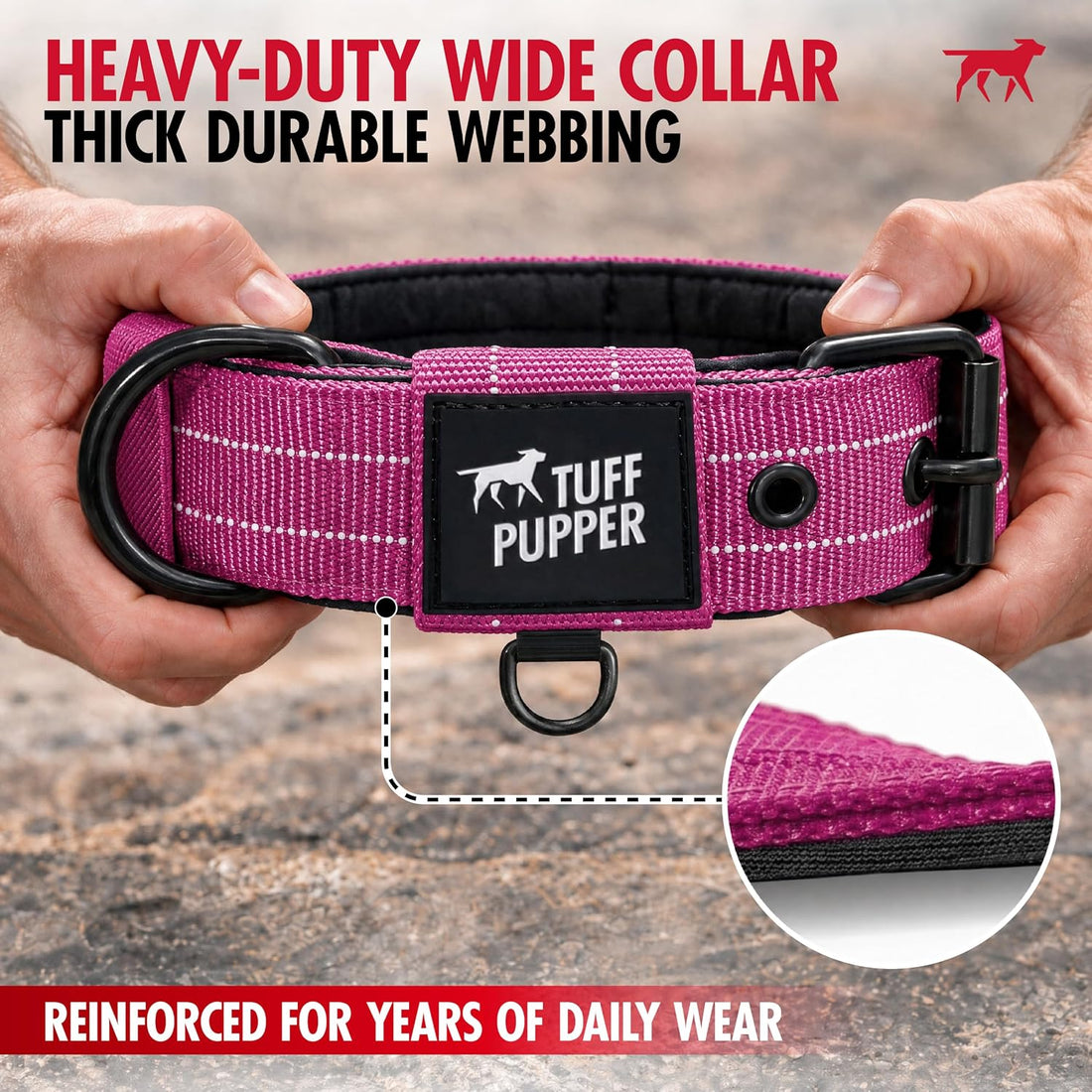 Tuff Pupper Heavy Duty Tactical Dog Collar | 1.5" Wide Ballistic Nylon