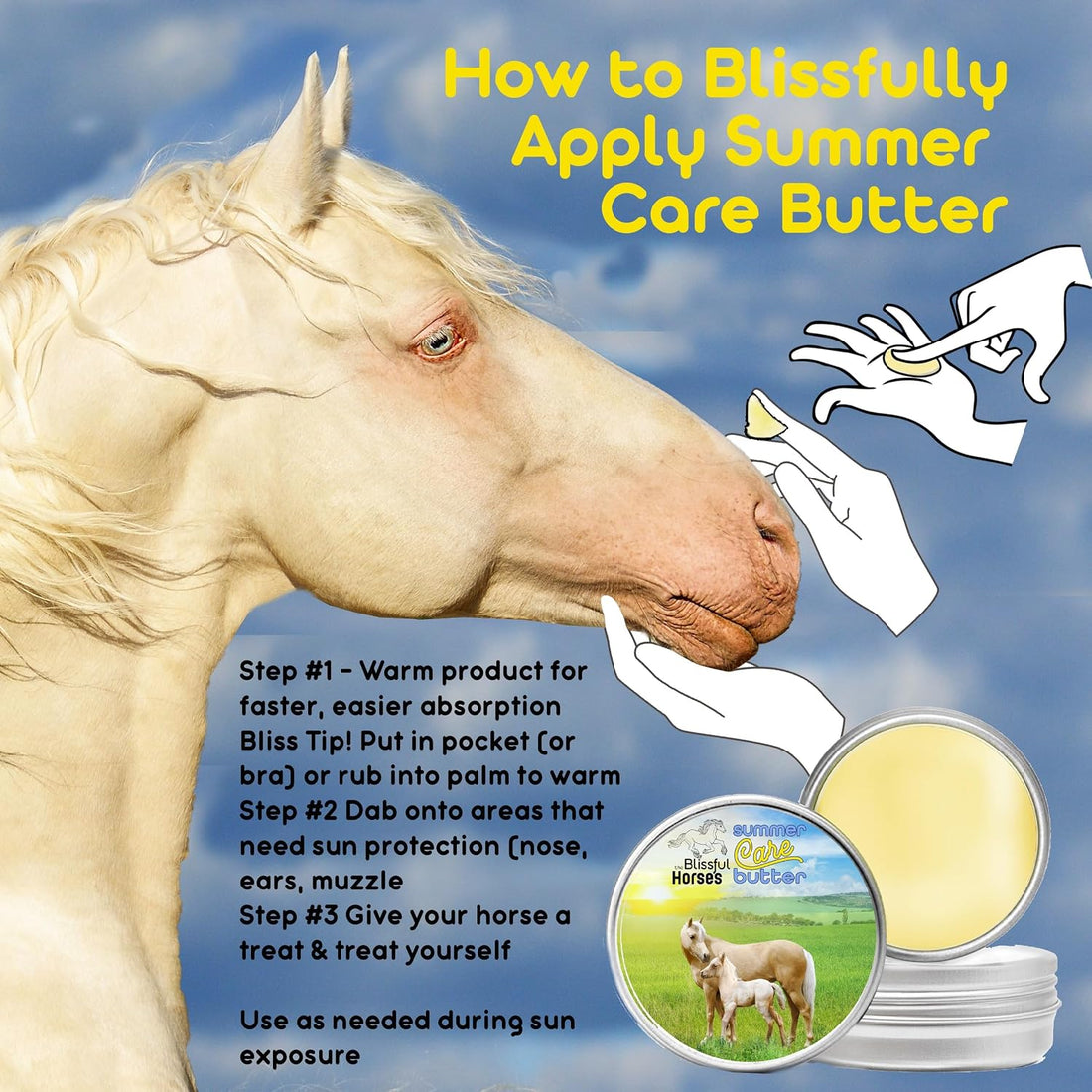 The Blissful Horses Summer Care Sun Butter, Gentle Horse Sunscreen