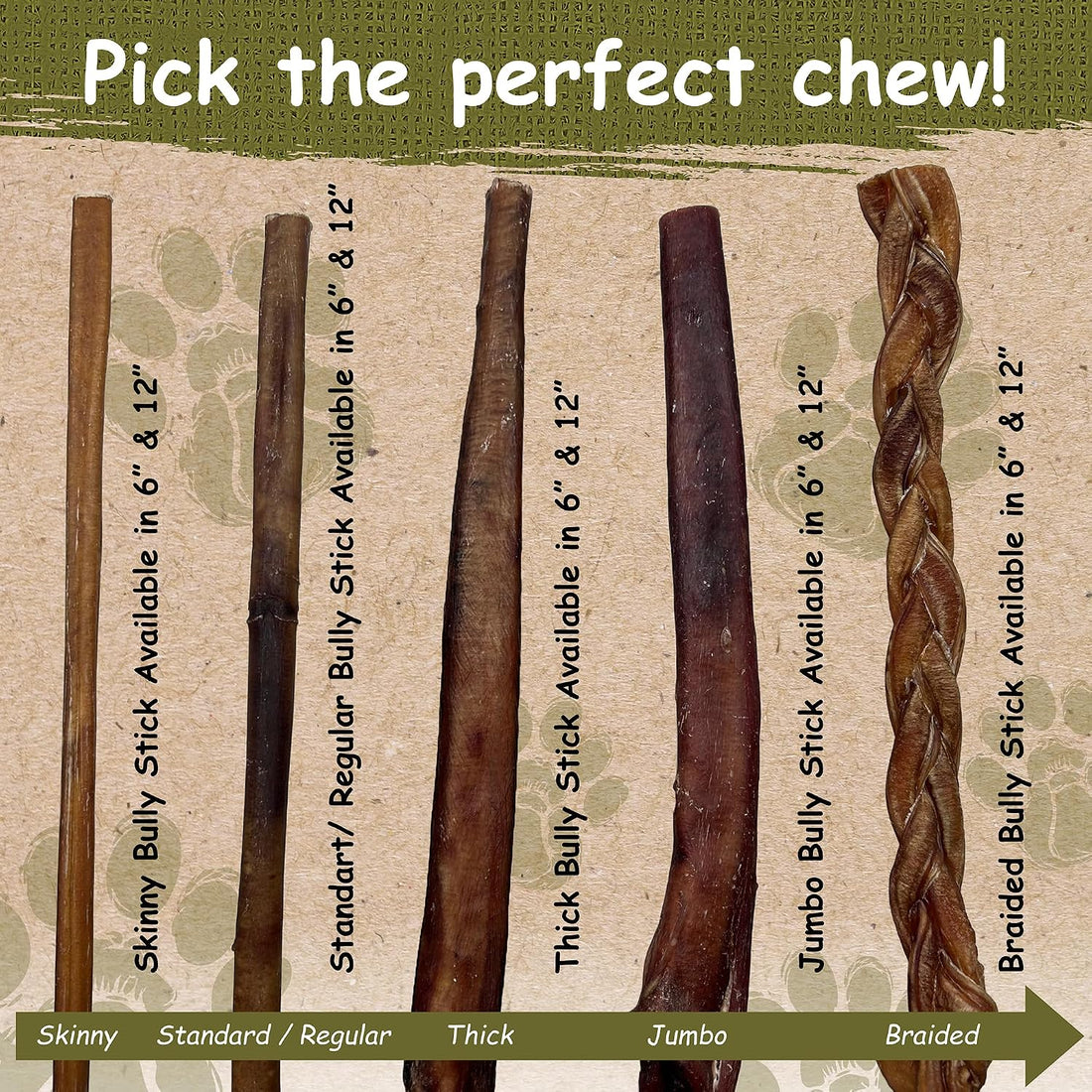 Top Dog Chews - 12 Inch Bully Sticks, 100% Natural Beef, Free Range