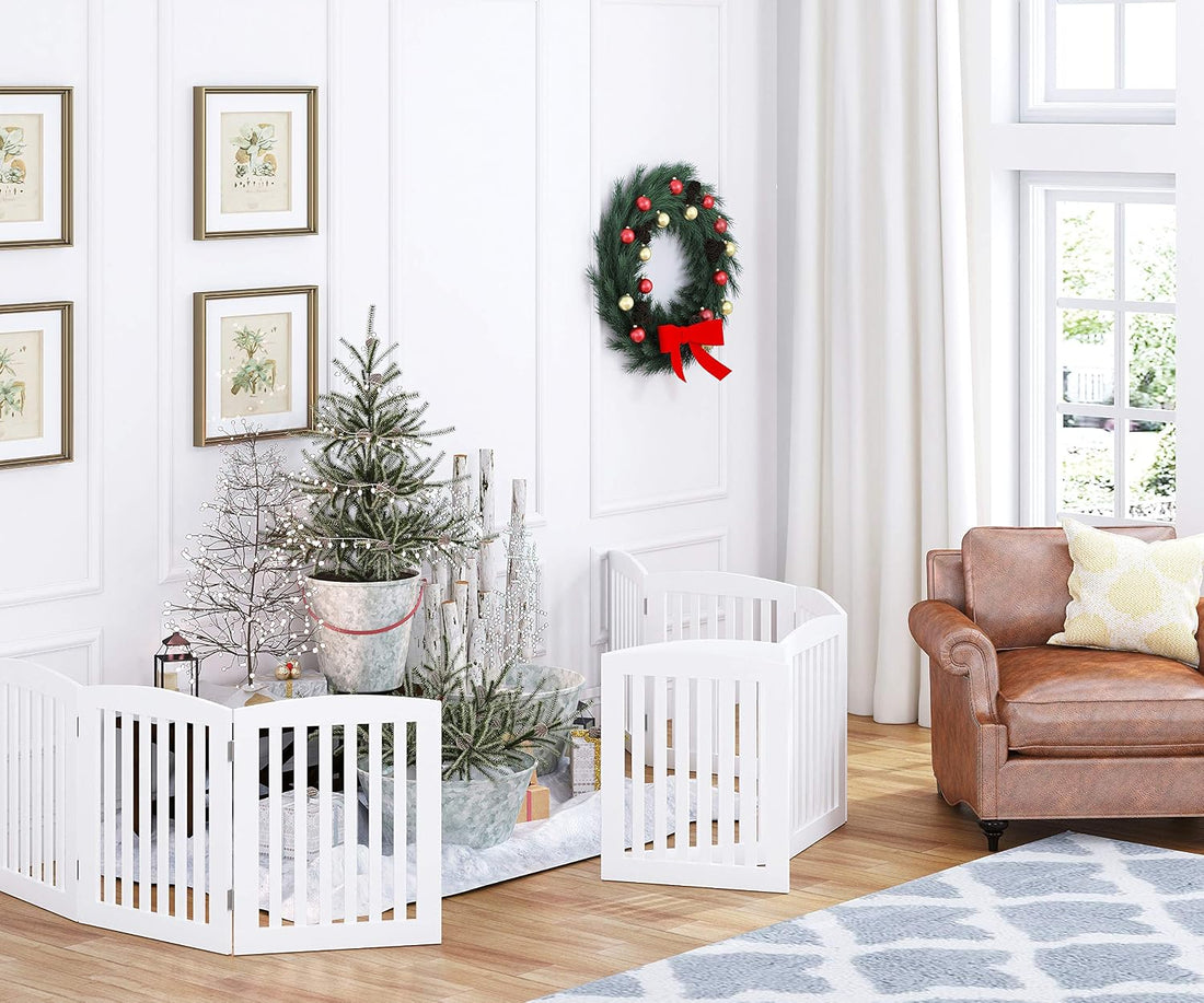 PAWLAND Wooden Freestanding Foldable Pet Gate