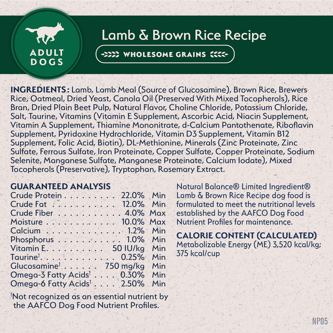 Natural Balance Limited Ingredient, Lamb & Brown Rice, 24 lb