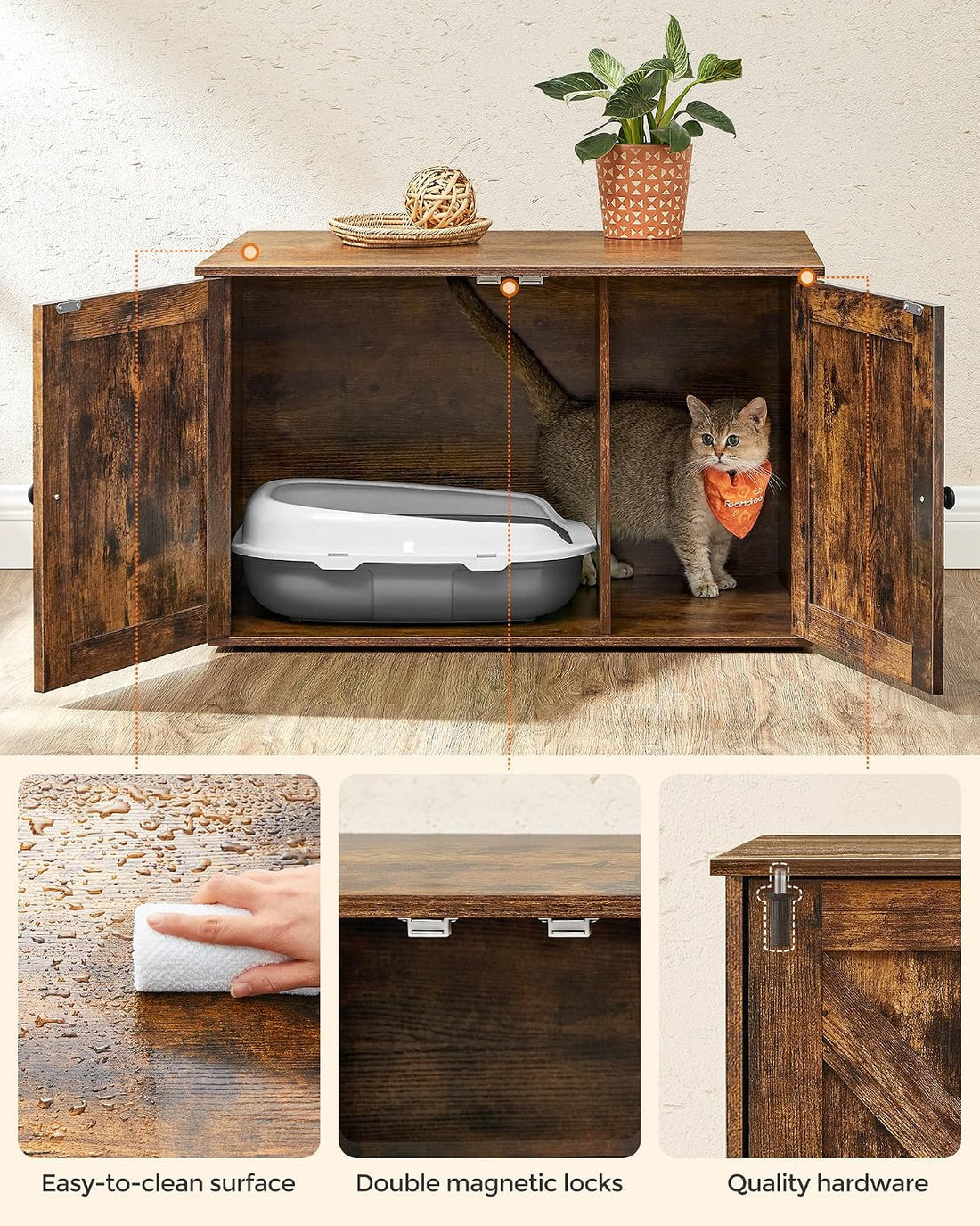 Feandrea Cat Litter Box Enclosure, End Table