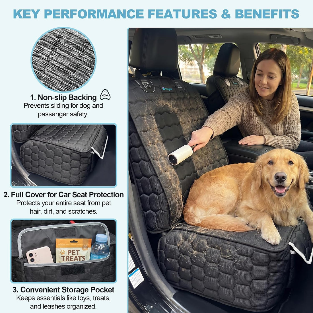 Meginc 2-Pack Front Seat Covers for Dogs