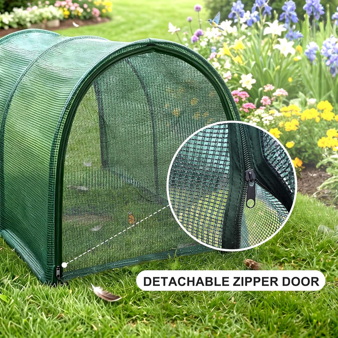 Foldable Chicken Run No Assembly Portable Tunnel for Yard 79 * 30 *