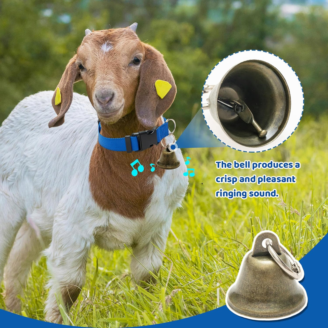 3 Pack Goat Collars with Loud Bells, Anti-Lost Grazing Pet Collar