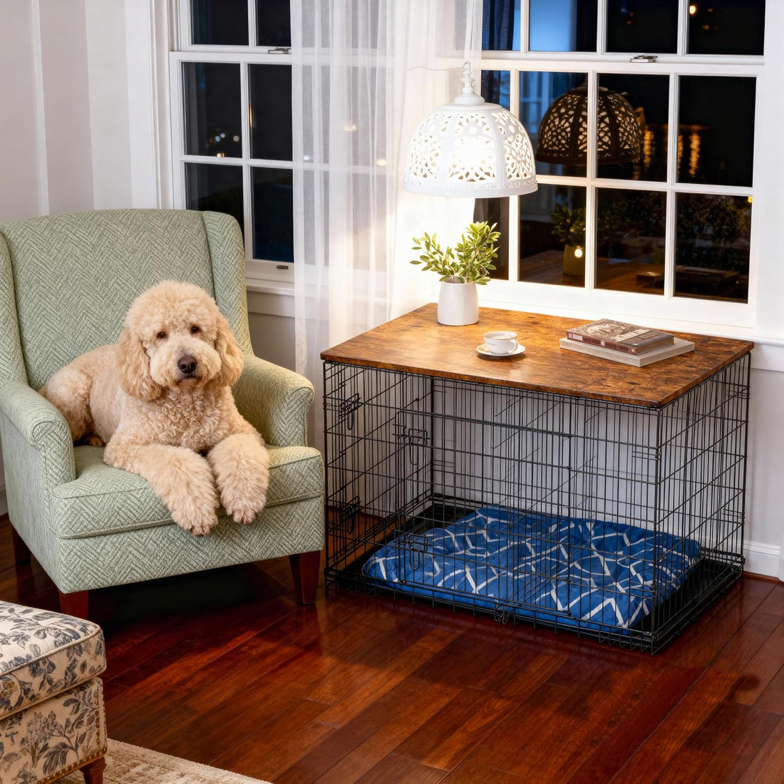 Piskyet Dog Crate Topper Wood Countertop