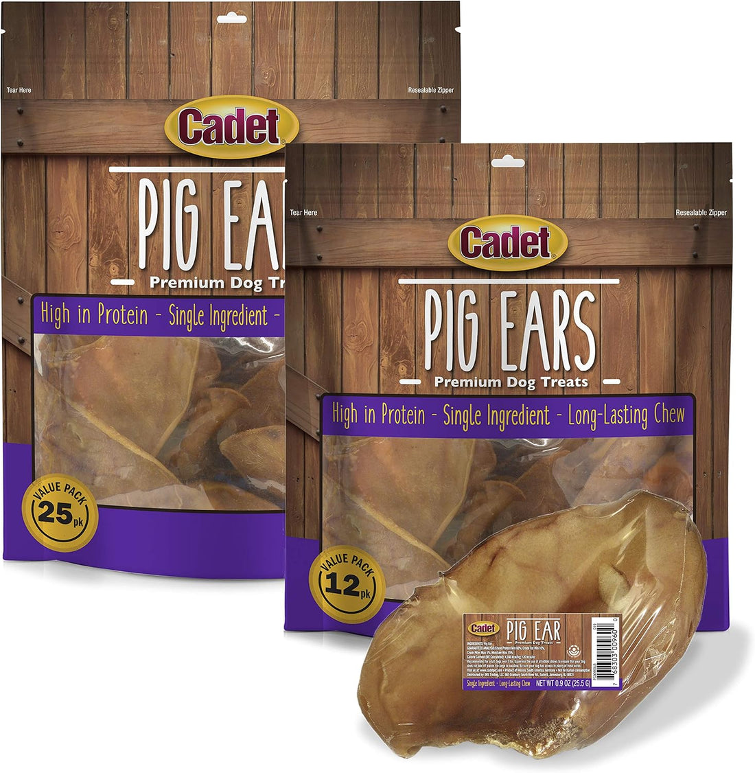 Cadet Natural Pig Ears for Dogs (25 Count)