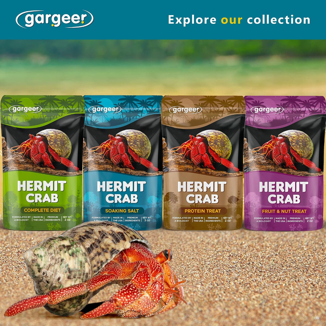 Gargeer 3oz Hermit Crab Soaking Salt, Calcium & Trace Minerals