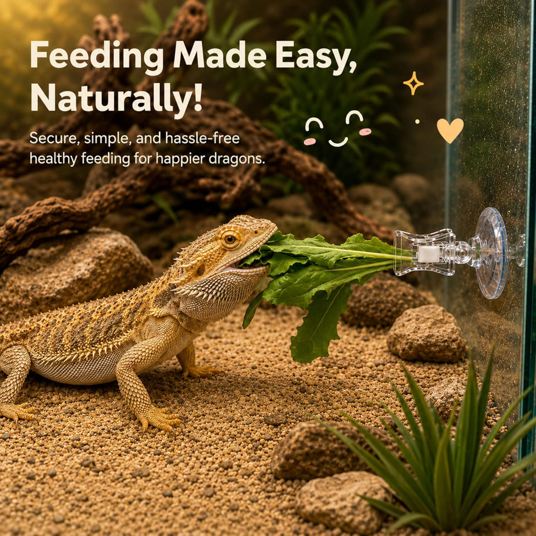 Bearded Dragon Food Bowl Set with Veggie Clips, Shallow Salad Dish