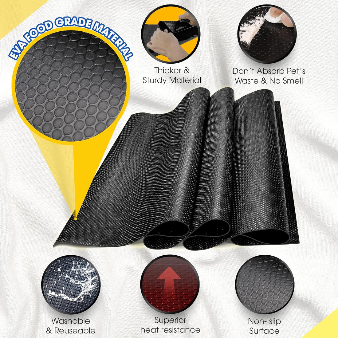 Extra Thick 24"x60" Reptile Substrate Mat, 4PCS Rug Gripper
