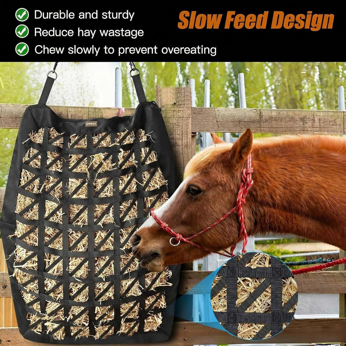 Hay Bag for Horses,Ultra-Slow Feed Hay Bag for Ground Feeding