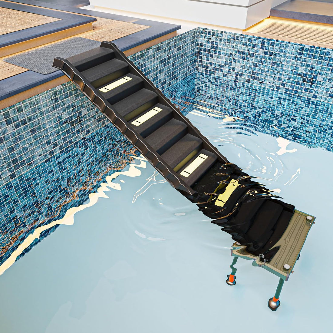 Adjustable 4-Leg Dog Pool Ramp