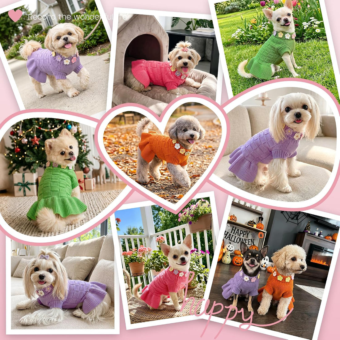 YUDODO Dog Sweater Dress for Small Dogs Girl