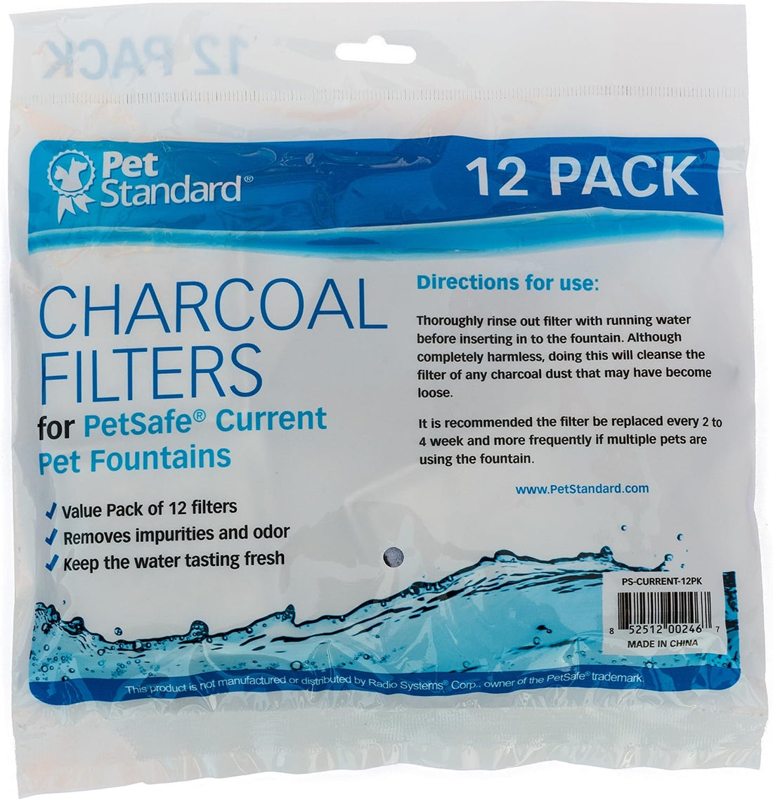 PET STANDARD Filters for PetSafe Current & Aqua Cube, 12-Pack