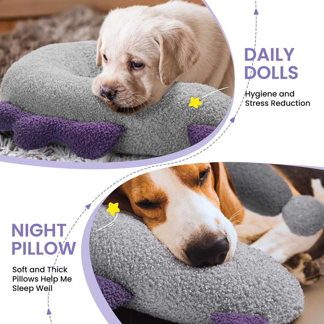 HiPetpy Dog Calming Pillow - Soft Neck Pillow for Dogs