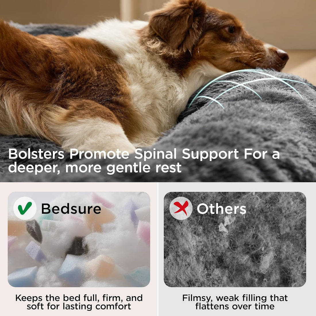 Bedsure SupportMax® Calming Dog Beds Large Sized Dog Washable Pet