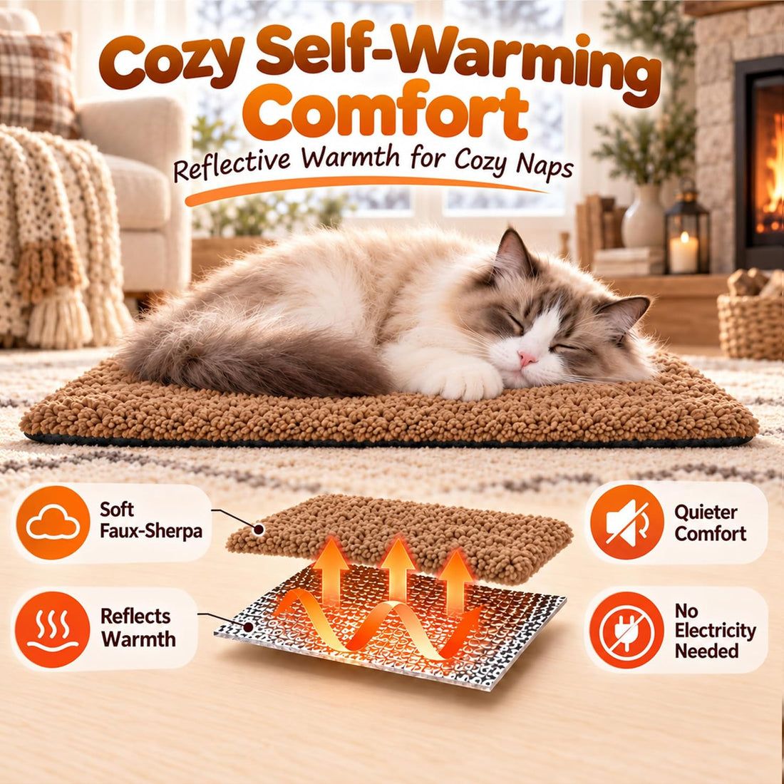 PatiencET Self Warming Cat Bed for Indoor Cats 14'' x 20''