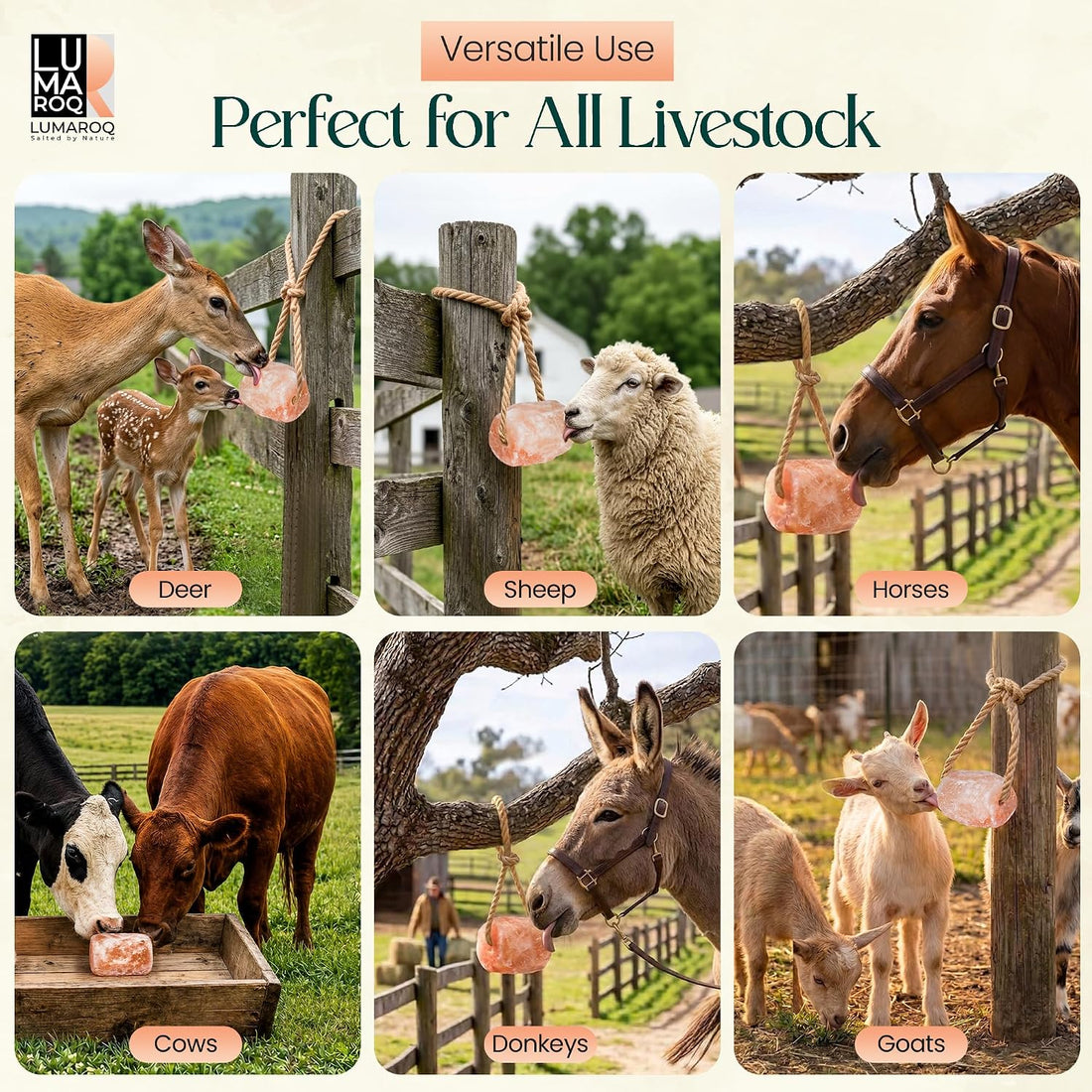 Himalayan Pink Salt Lick On Rope 6lbs for Horses, Deer