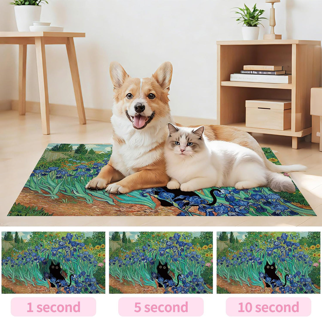 Black Cat Pet Feeding Mat, 12 x 20 Inch