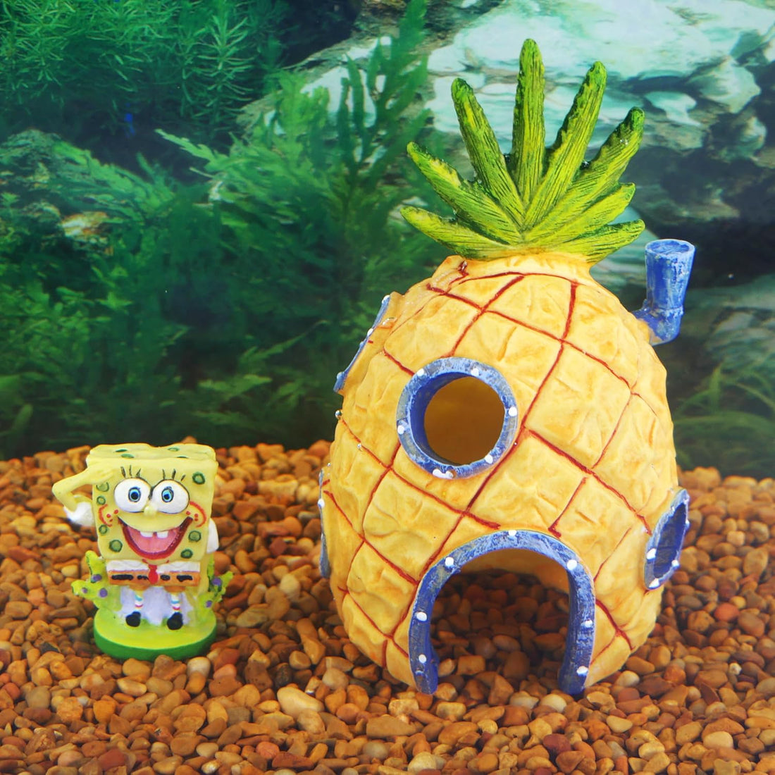 Penn-Plax Spongebob & Pineapple House Aquarium Decor, 2-Piece Set