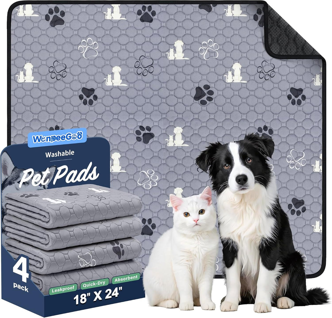 WanpeeGoo Washable Pee Pads for Dogs, Waterproof, 18 x 24 in, 4 Pack