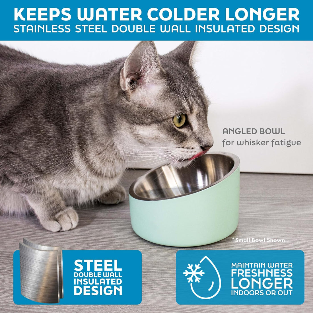 Master Pet Supply Stainless Steel Slanted Dog Cat Food Bowl