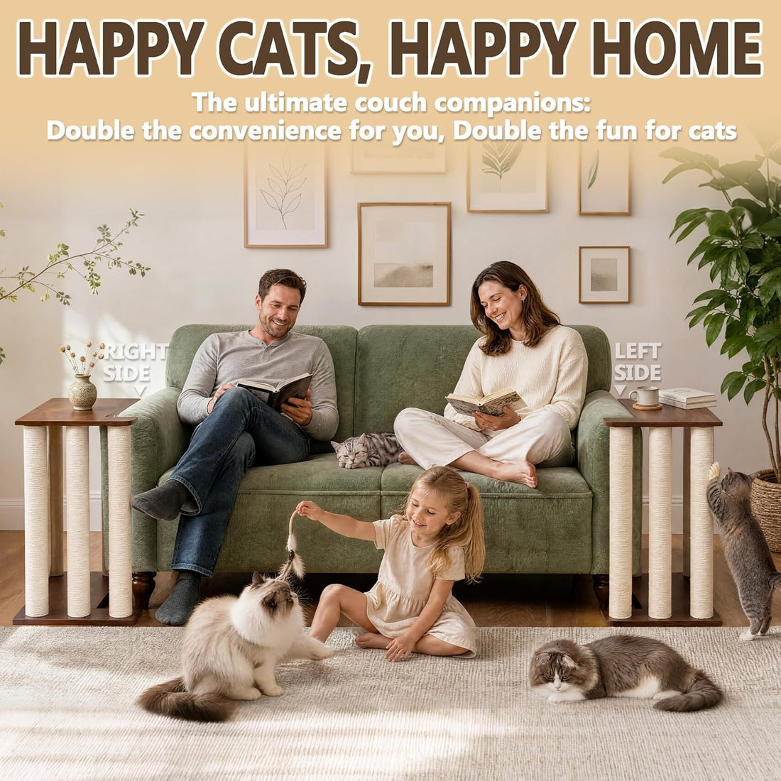 Couch Corner Cat Scratcher Side Table, Couch Protector from Cat Claws