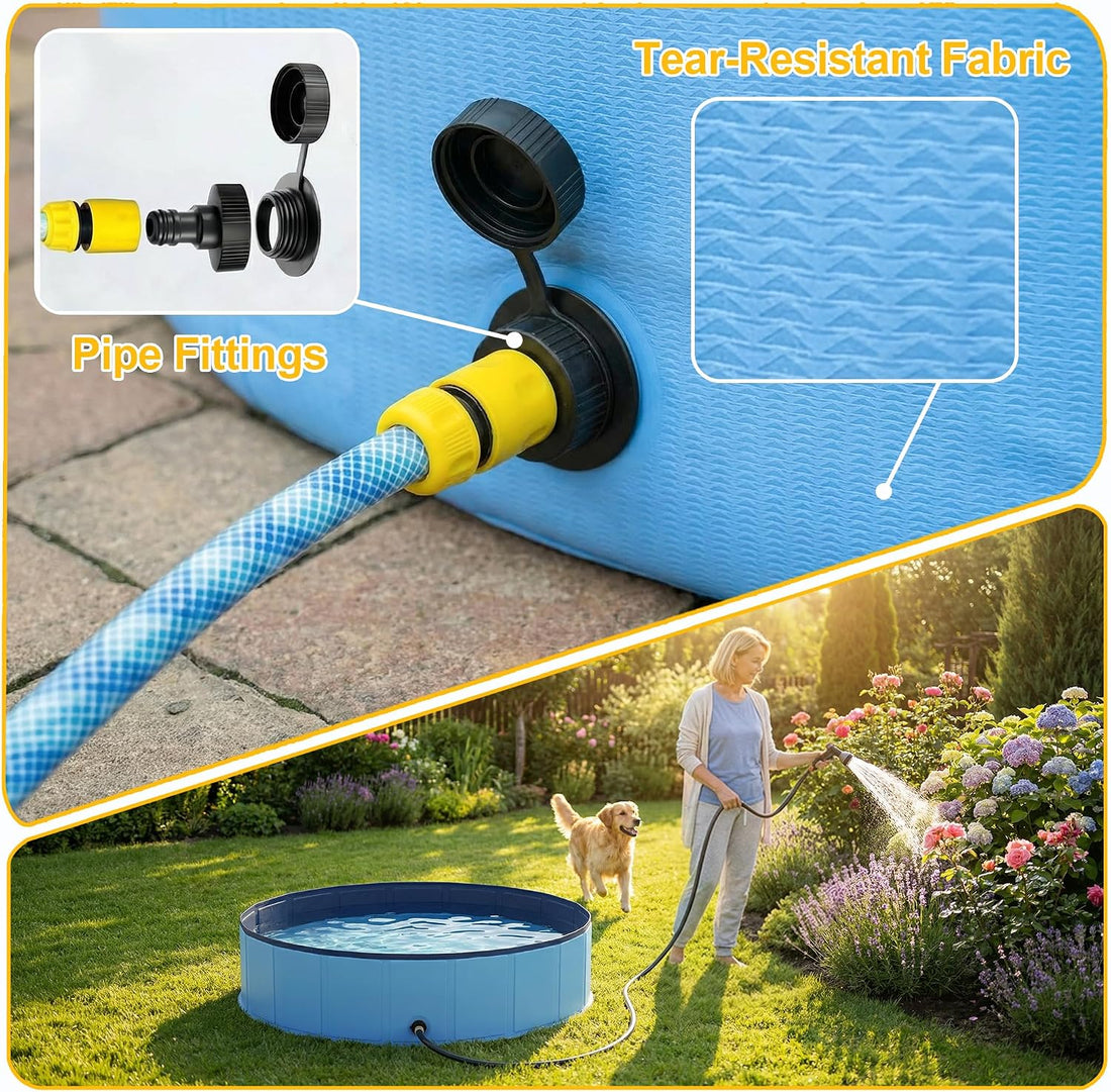 Foldable Dog Pool, Collapsible Dog Swimming Pool 72"x12" Blue