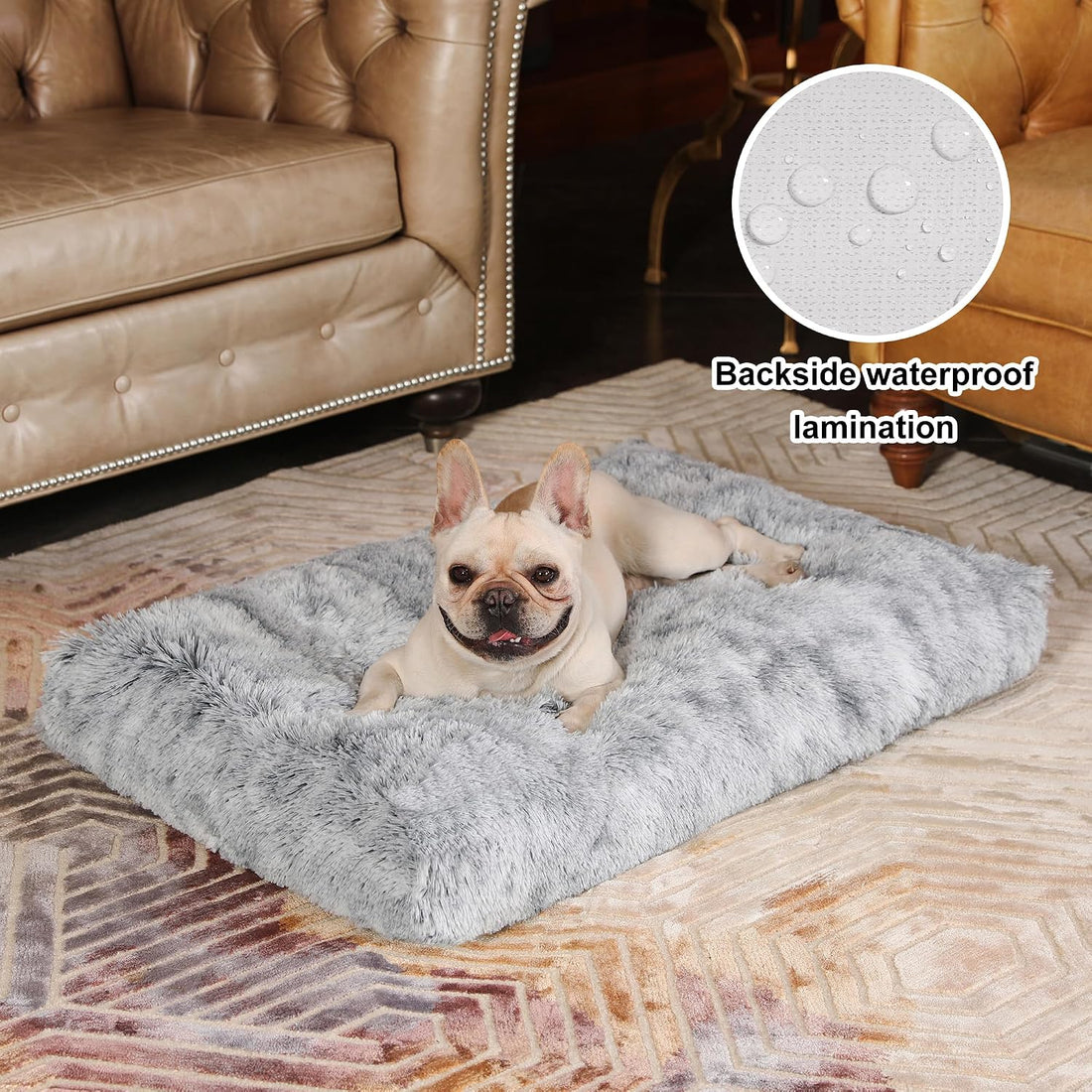 Bedfolks Waterproof Dog Crate Bed With Removable Washable Cover