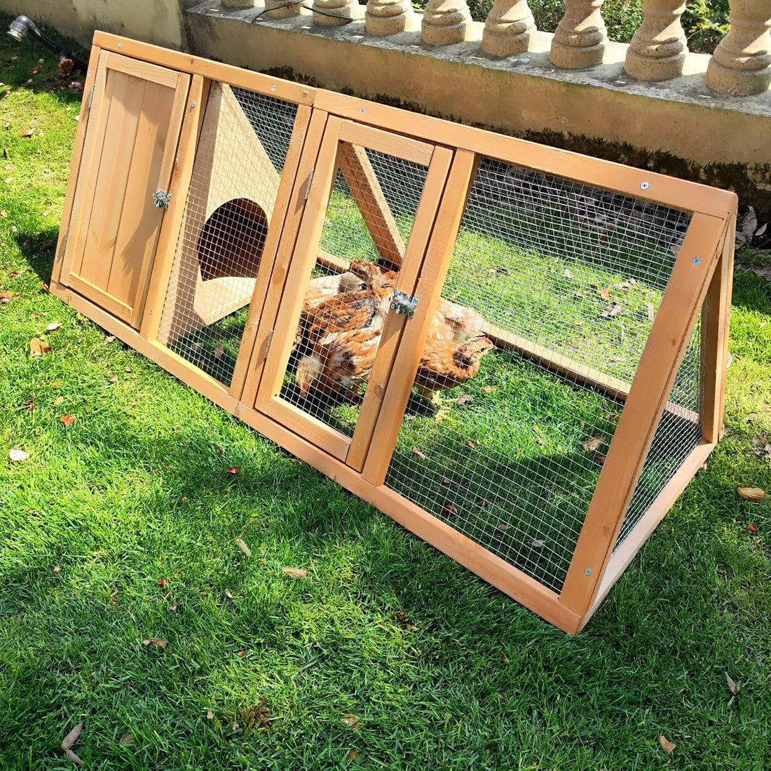 Outdoor Chicken Coop Wooden A-Frame Small Animal Coop Rabbit House