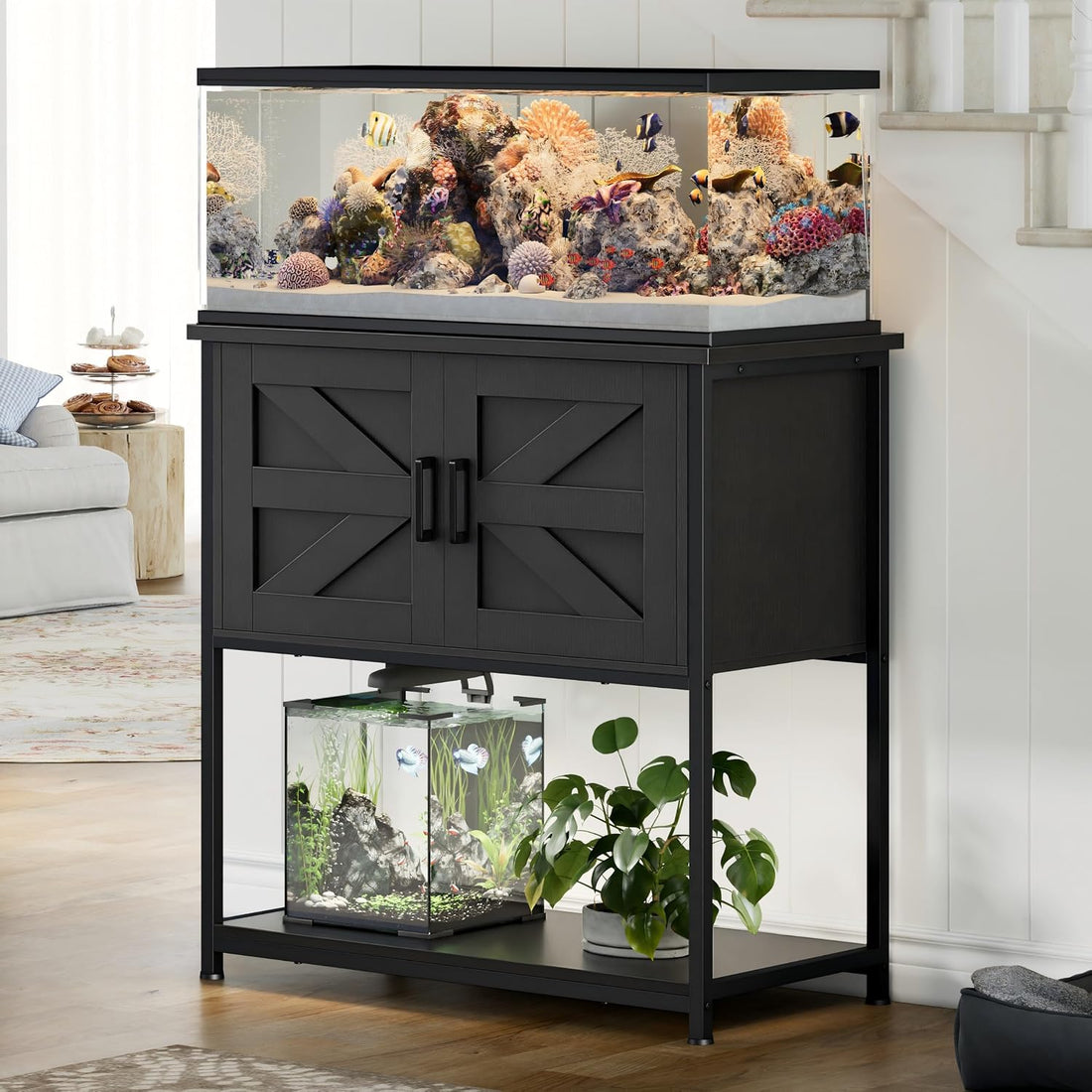 20/29/30 Gallon Fish Tank Stand with Cabinet 800LBS Capacity