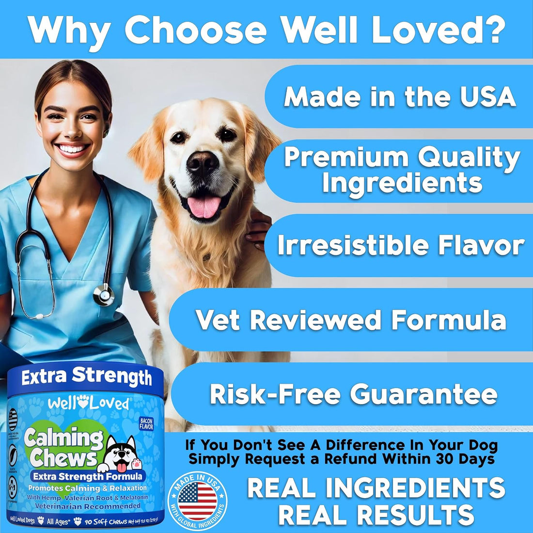Well Loved Calming Chews for Dogs - Dog Calm Treats Extra Strength