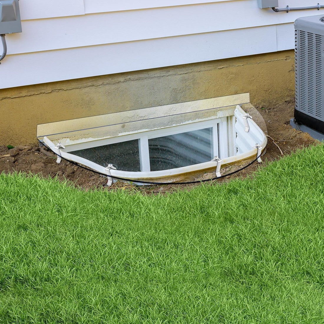 Vercraft 39"L x 16"W Outside Window Well Covers with Mounting Clip